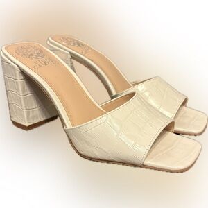 Vince Camuto Cream Block Heel Mules
